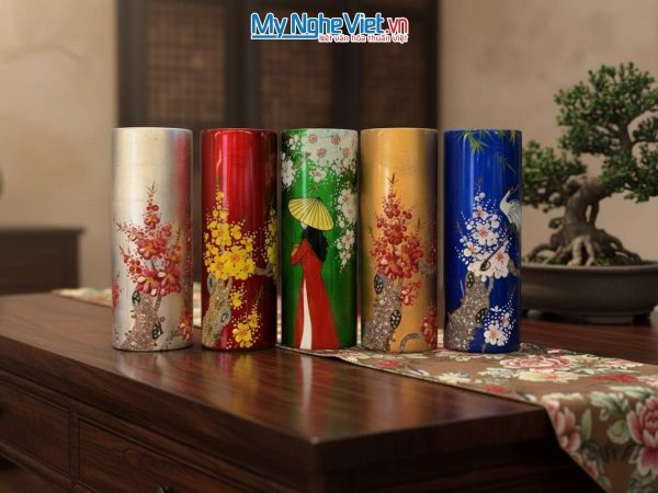 Lọ hoa sơn mài dáng trụ