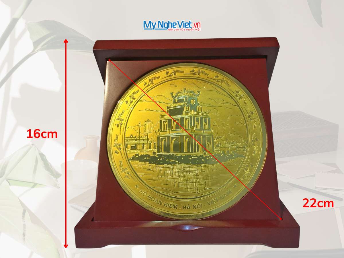 Đĩa trống đồng vuông Hồ Hoàn Kiếm D17cm - Ảnh 5