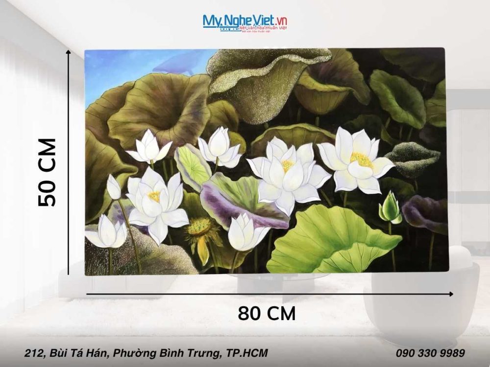 Tranh Hoa Sen Cao Cấp 50x80 MNV-TSMTK581