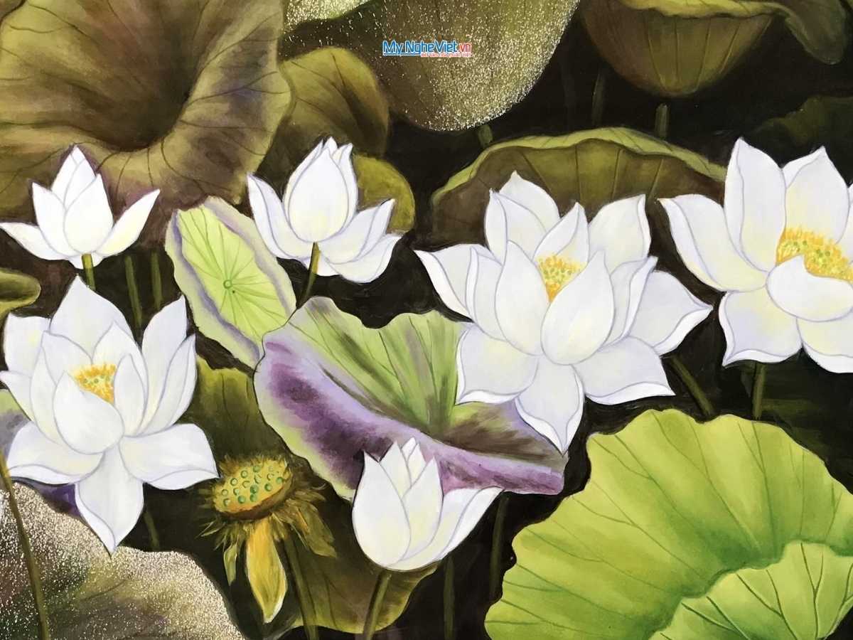 Tranh Hoa Sen Cao Cấp 50x80 MNV-TSMTK581 - Ảnh 3