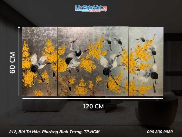 Bộ TSM Cò Đào Nền Bạc cao cấp 30x60 TSM3630.1