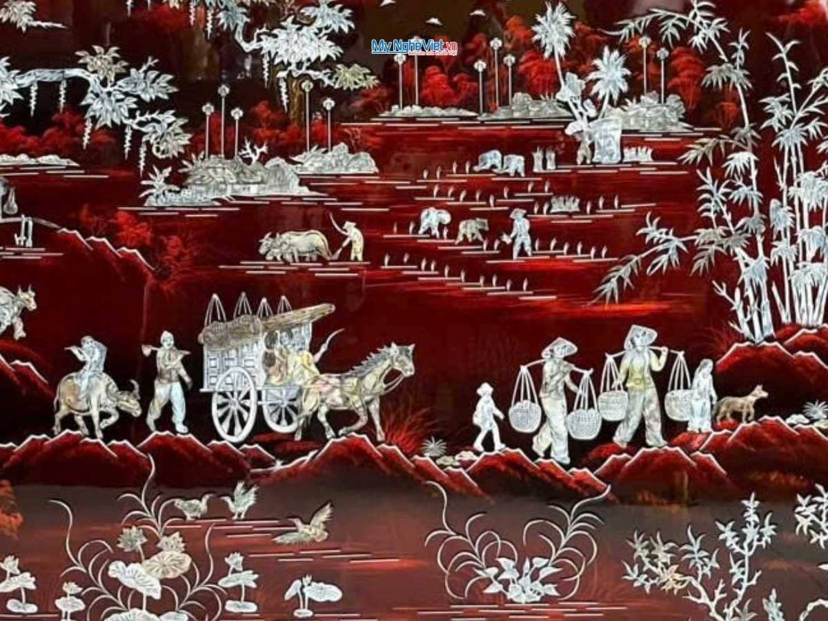 Tranh SM cẩn ốc đồng quê thanh bình 80x160 không khung TSM8161-1.1 - Ảnh 3