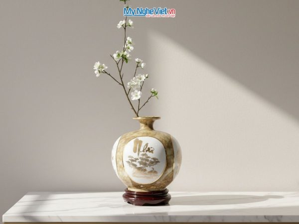 Bình hút tài lộc men vân đá nhị cảnh cao cấp