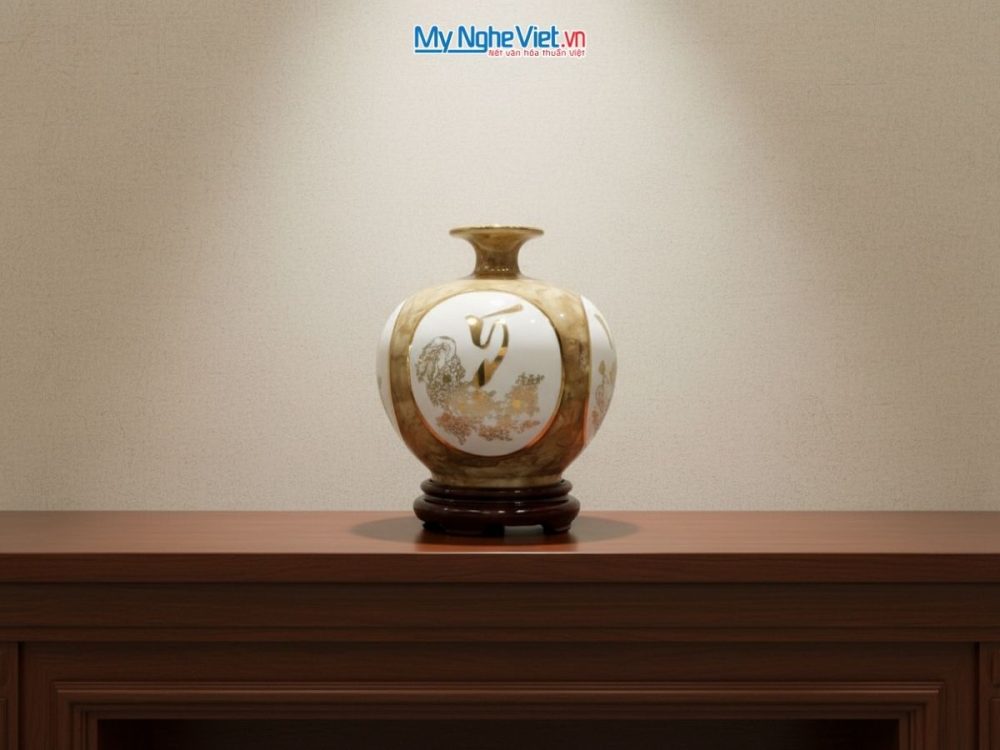 Bình hút tài lộc men vân đá nhị cảnh cao cấp
