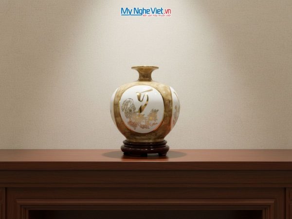 Bình hút tài lộc men vân đá nhị cảnh cao cấp