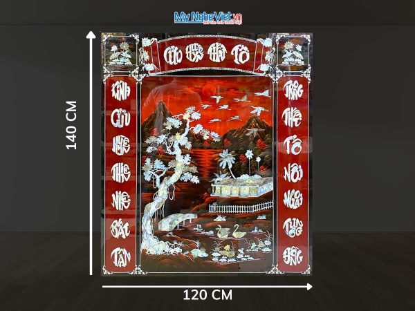 Liễn sơn mài - Cửu huyền thất tổ đấp cẩn ốc ngang 120x140cm SMA195-1214