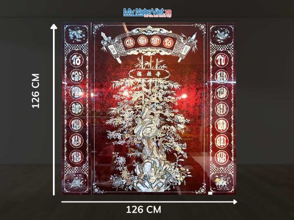 Bộ liễn Cửu Huyền Thất Tổ cẩn xà cừ nền ấm cao cấp 126x126cm SMA195/126.1