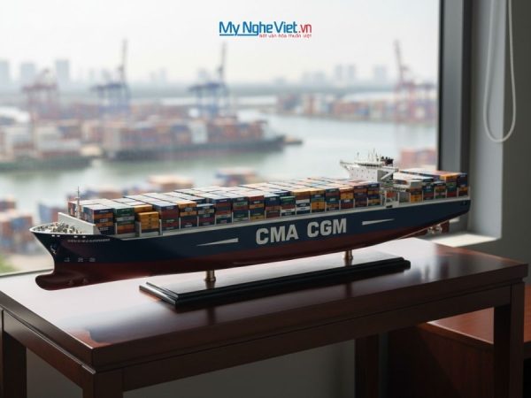 Mô Hình Tàu Container Gỗ Cao Cấp