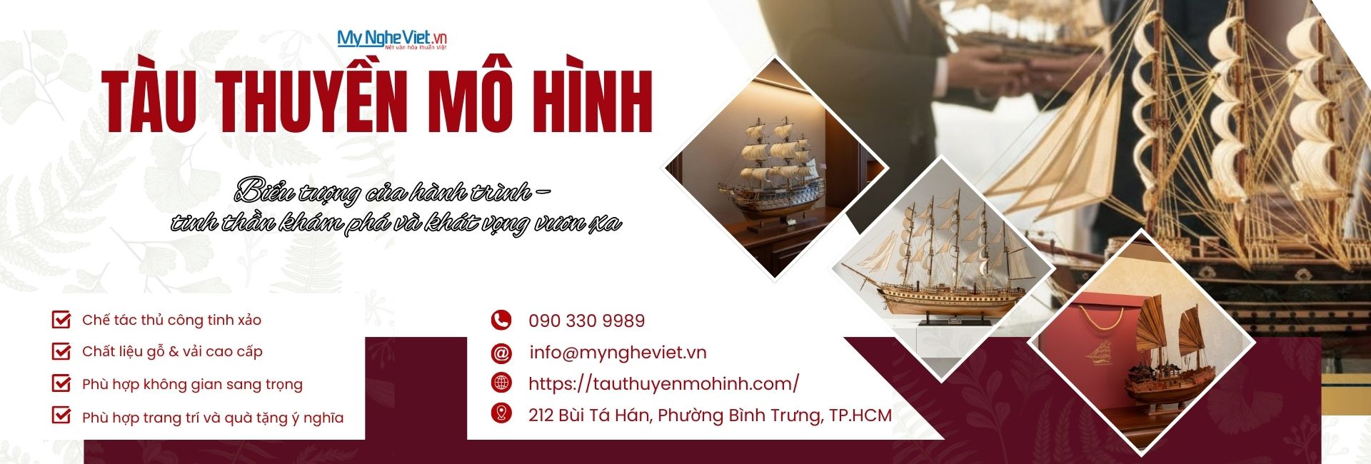 Mô hình tàu thuyền gỗ thủ công tinh xảo