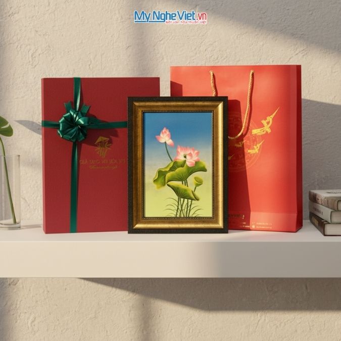 Tranh sơn mài đắp nổi thủ công tinh xảo