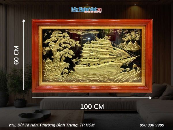 Tranh thuyền Thuận Buồm Khung Gỗ hướng sang phải 60x100 MNV-DD60100-3
