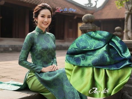 Vải Lụa thọ dơi xanh rêu 1m khổ 1.2m LNL121-2