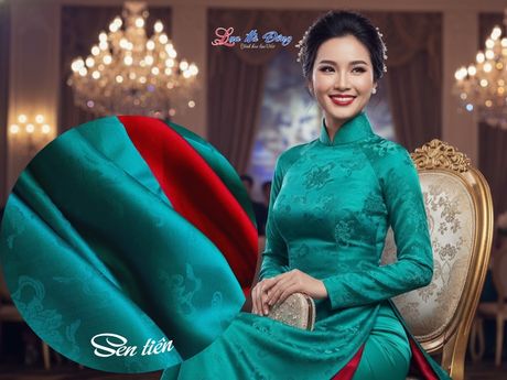 Vải lụa Hà Đông Sen Tiên xanh cổ vịt khổ 1m2 x 2.7m MNV-LNL122-10