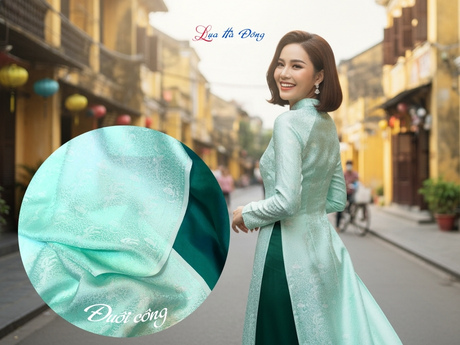 Vải Lụa Hà Đông Phượng Sen xanh mint 3.7m MNV-LHD37/35