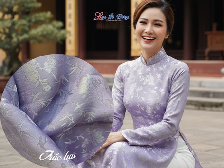 Vải lụa HĐ lựu trúc tơ tằm se không phai tím nhạt 3.7m LNL37/1
