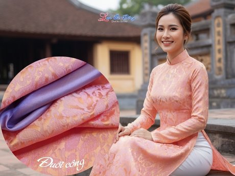 Vải Lụa Hà Đông Đuôi Công Cam Sen 3.7m MNV-LHD37