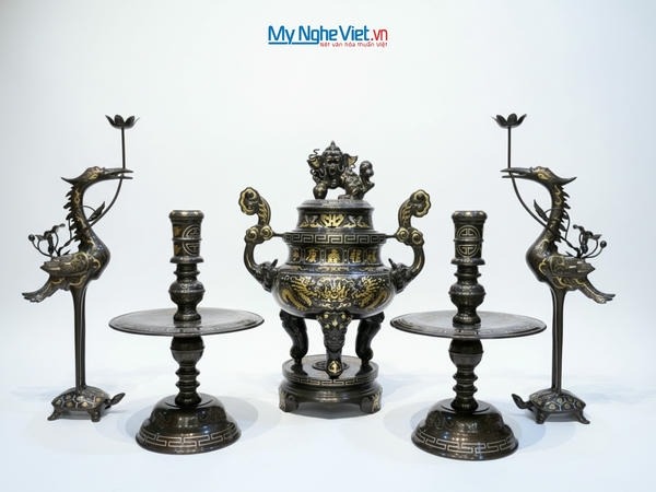 Bộ Ngũ Sự Khảm Tam Khí H60cm Nặng39-40kg DD18KTK.NS-01