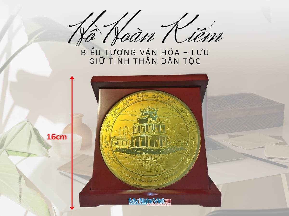 Đĩa trống đồng vuông Hồ Hoàn Kiếm D17cm - Ảnh 3