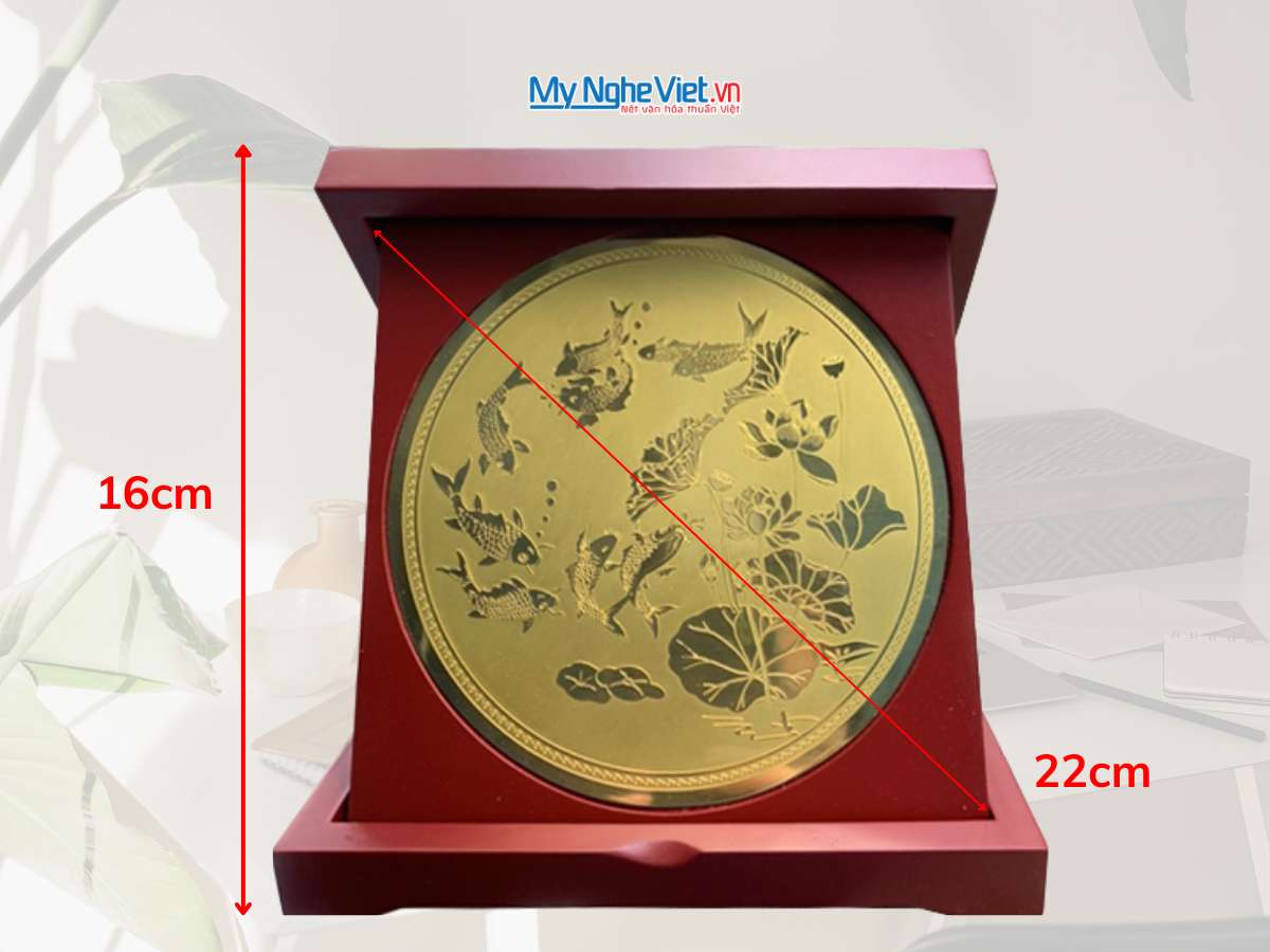 Đĩa trống đồng vuông Cá Sen D17cm - Ảnh 5