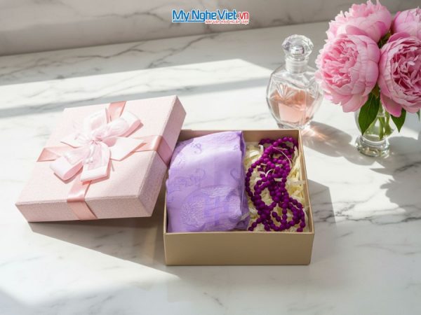 Bộ quà tặng băng đô lụa và vòng cổ lụa tơ tằm