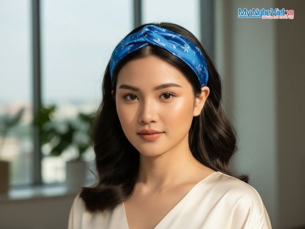 Bộ quà tặng băng đô lụa và mặt dây sơn