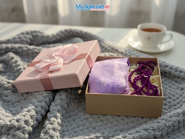 Bộ quà tặng băng đô lụa và vòng cổ lụa tơ tằm