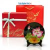 Tranh đĩa sơn mài vẽ tay hoa sen