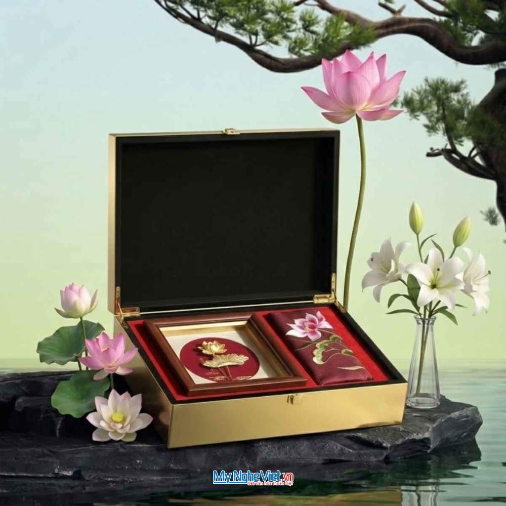 Set quà tặng cao cấp VVIP - SET02 - Sen đỏ thịnh vượng