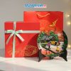 Tranh Đĩa Sơn Mài Đồng Quê Màu Đỏ