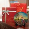Tranh đĩa sơn mài vẽ Chợ Bến Thành
