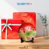 Tranh đĩa sơn mài hoa sen nền đỏ