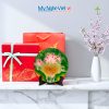 Tranh đĩa sơn mài hoa sen nền xanh lá