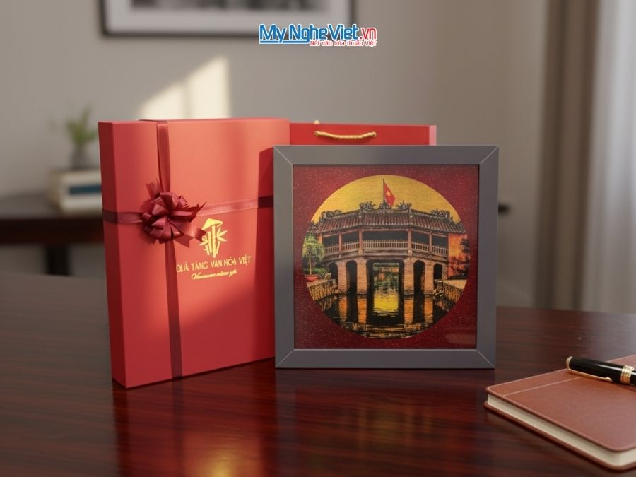 Tranh Sơn Mài Vẽ Chùa Cầu