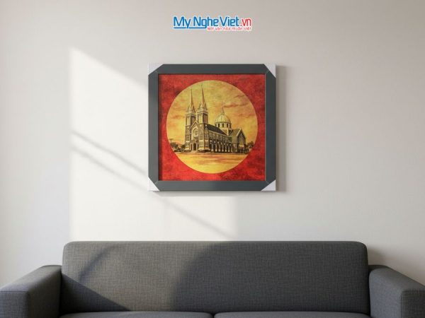 Tranh Sơn Mài Vẽ Nhà Thờ Chính Tòa Phú Cường