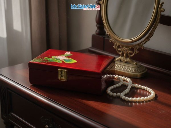 Combo quà tặng tranh đồng dát vàng 24k và hộp trang sức sơn mài cao cấp