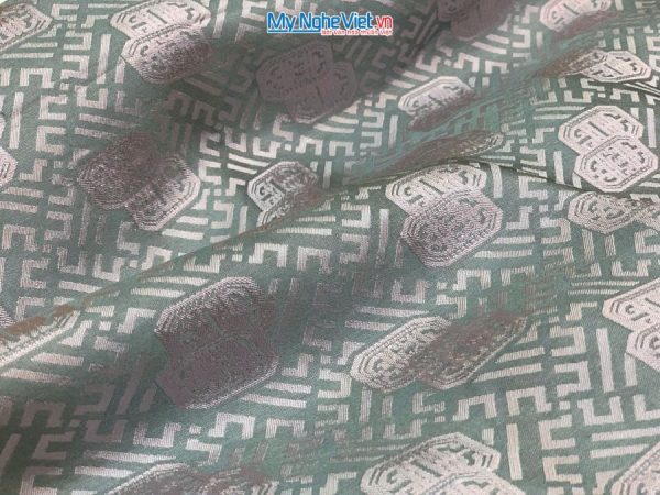Đồ bộ lụa tơ tằm họa tiết song thọ màu xám