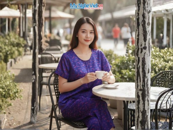 Đồ bộ lụa tơ tằm họa tiết chuồn chuồn