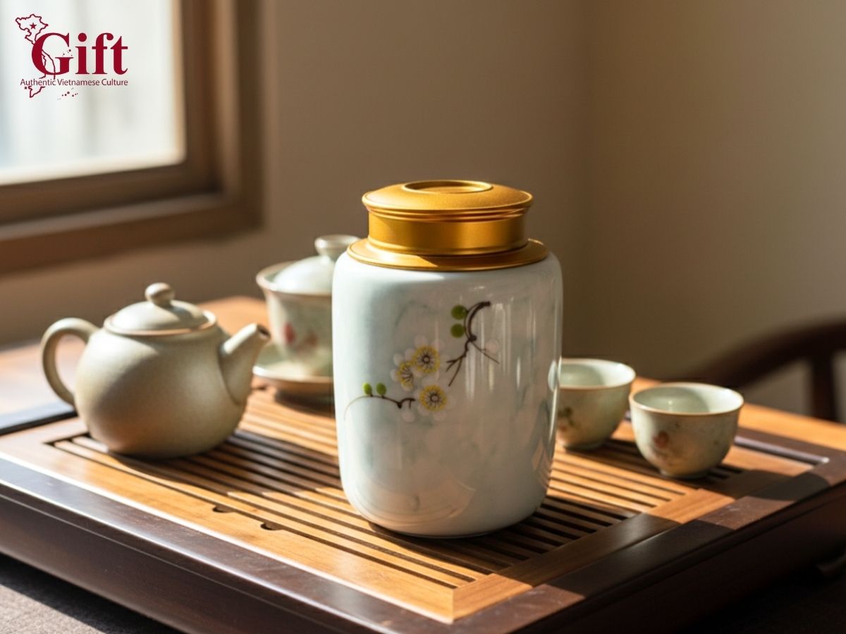 Hũ đựng trà gốm sứ cao cấp