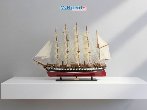 Mô hình thuyền buồm France II gỗ sơn đỏ