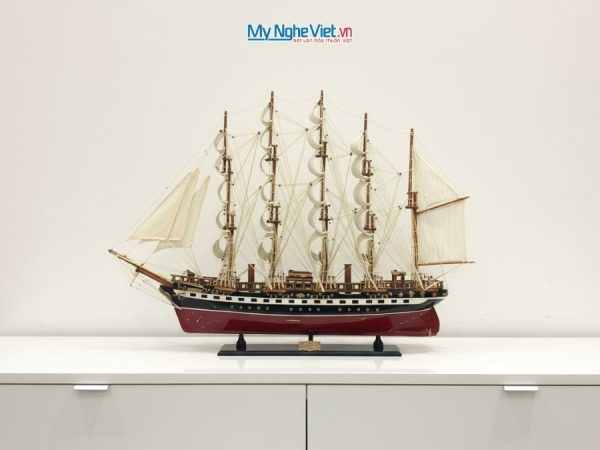Mô hình thuyền buồm France II gỗ sơn đỏ