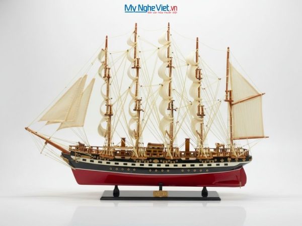 Mô hình thuyền buồm France II gỗ sơn đỏ