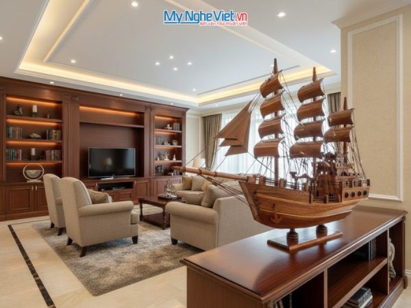 Mô Hình Thuyền Gỗ Trang Trí Thái Lan gỗ hương