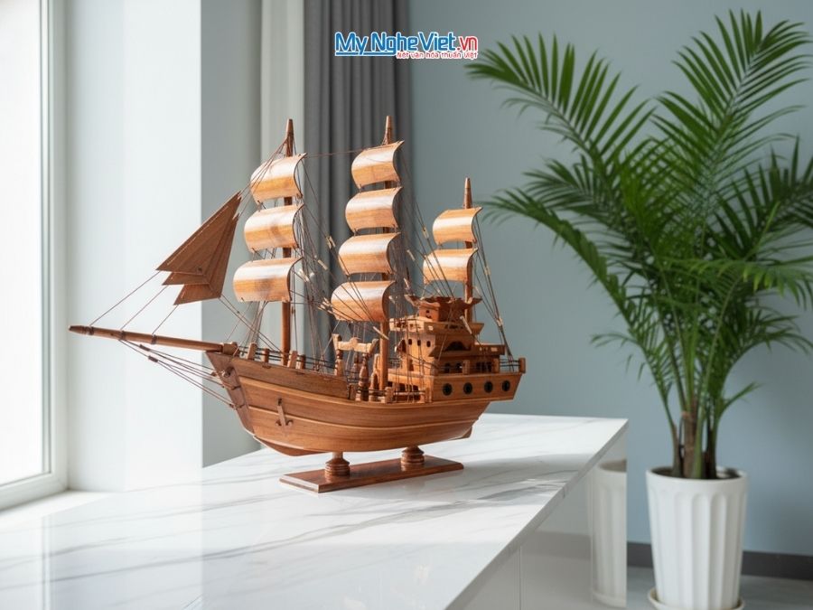 Mô Hình Thuyền Gỗ Trang Trí Thái Lan gỗ hương