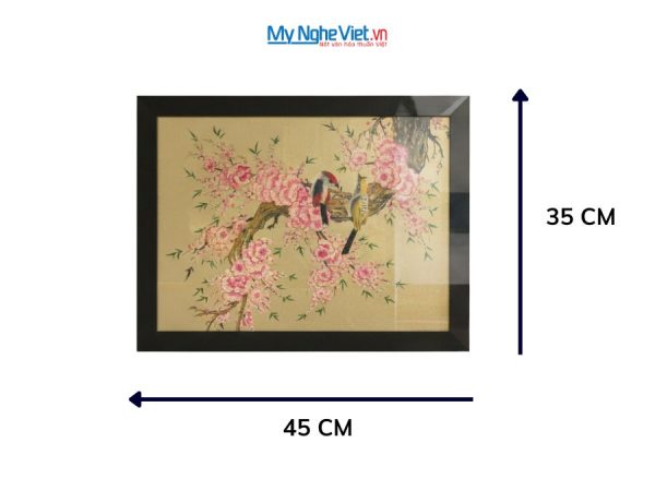 Tranh sơn mài dát vàng đôi chim