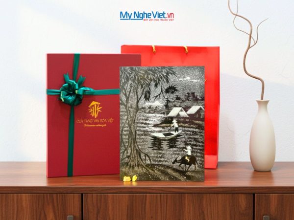 Tranh Sơn Mài Đồng Quê Cẩn Vỏ Trứng