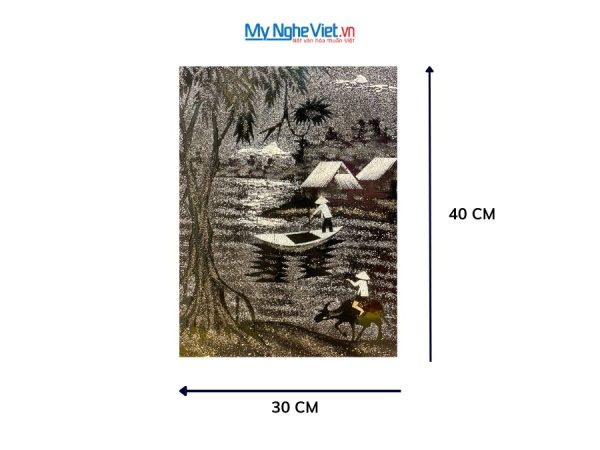 Tranh Sơn Mài Đồng Quê Cẩn Vỏ Trứng
