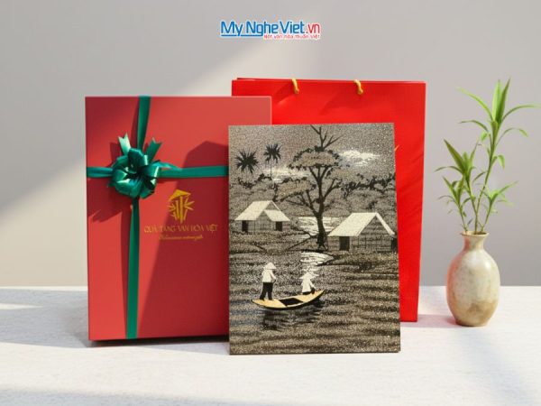 Tranh Sơn Mài Đồng Quê Cẩn Vỏ Trứng