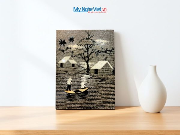 Tranh Sơn Mài Đồng Quê Cẩn Vỏ Trứng