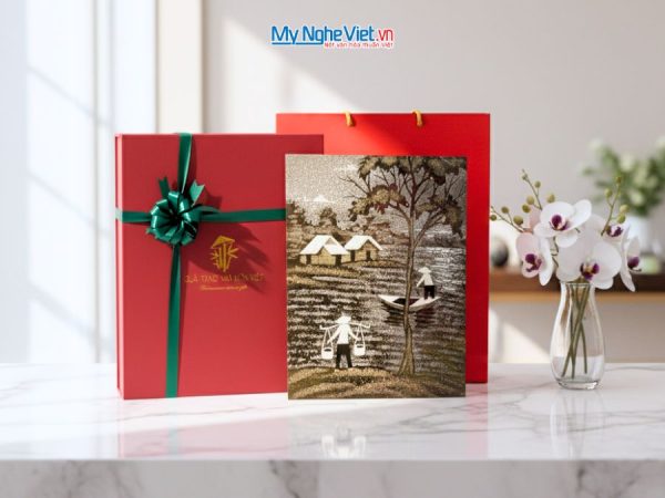 Tranh Sơn Mài Đồng Quê Cẩn Vỏ Trứng