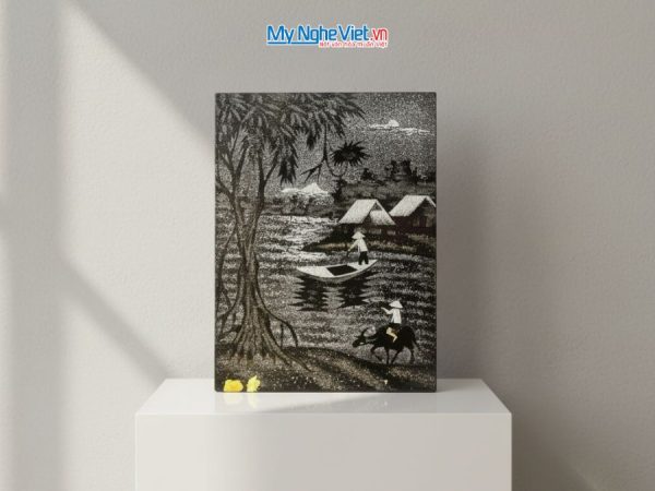 Tranh Sơn Mài Đồng Quê Cẩn Vỏ Trứng